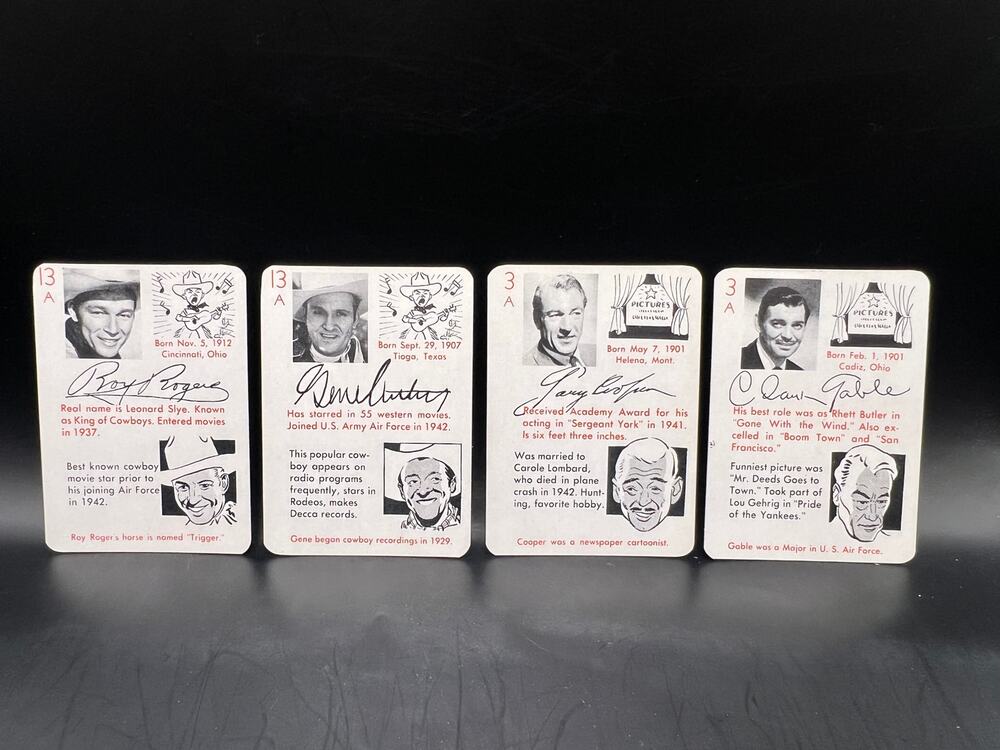 1945 Leister Autograph Game Clark Gable, Gary Cooper, Roy Rogers Gene Autry